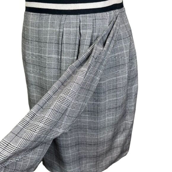 Slate & Willow Faux Wrap Black and White Plaid Skirt Side Zip Women's Size 4 - Picture 3 of 11